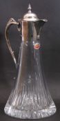 Elizabeth II silver mounted cut glass claret jug, the glass tapering jug cut with fluting on the