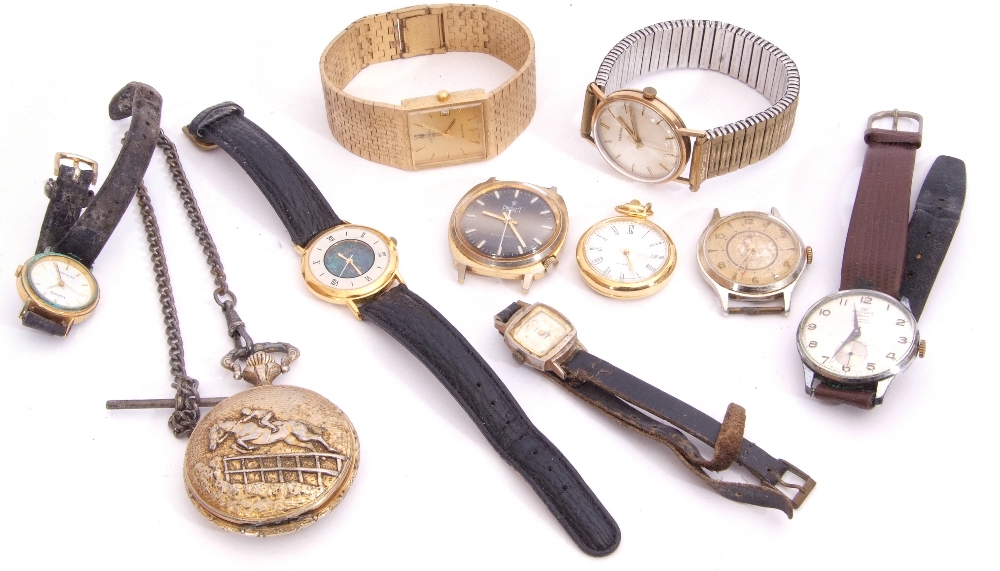 Mixed Lot: gent's last quarter of 20th century gold plated Rotary quartz movement wrist watch with