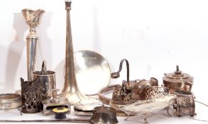 Large collection of assorted mainly hallmarked silver scrap items including vase, candlestick, table