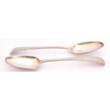 Pair of George II Old English pattern table spoons, base marked London 1740/41 by Thomas Wallis I,