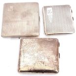 Mixed Lot: Rectangular shaped silver cigarette case, engine turned decoration, monogrammed with "