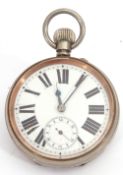 Gent's first quarter of 20th century Railway type plated cased Goliath pocket watch with button