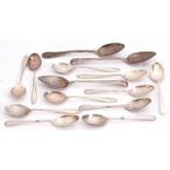 Collection of 14 assorted tea spoons and coffee spoons including two Georgian examples, total weight