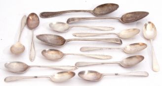 Collection of 14 assorted tea spoons and coffee spoons including two Georgian examples, total weight