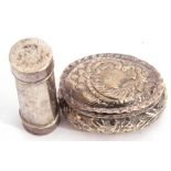Late Victorian small embossed oval box with hinged lid, 5cm x 4cm x 2.5cm, Chester 1896 by James