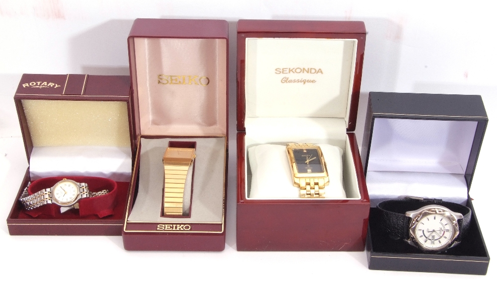 Mixed Lot: gent's last quarter of 20th century Seiko gold plated quartz movement wrist watch, - Image 2 of 2