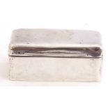 Late Victorian silver small table box of rectangular plain polished form, the full hinged lid