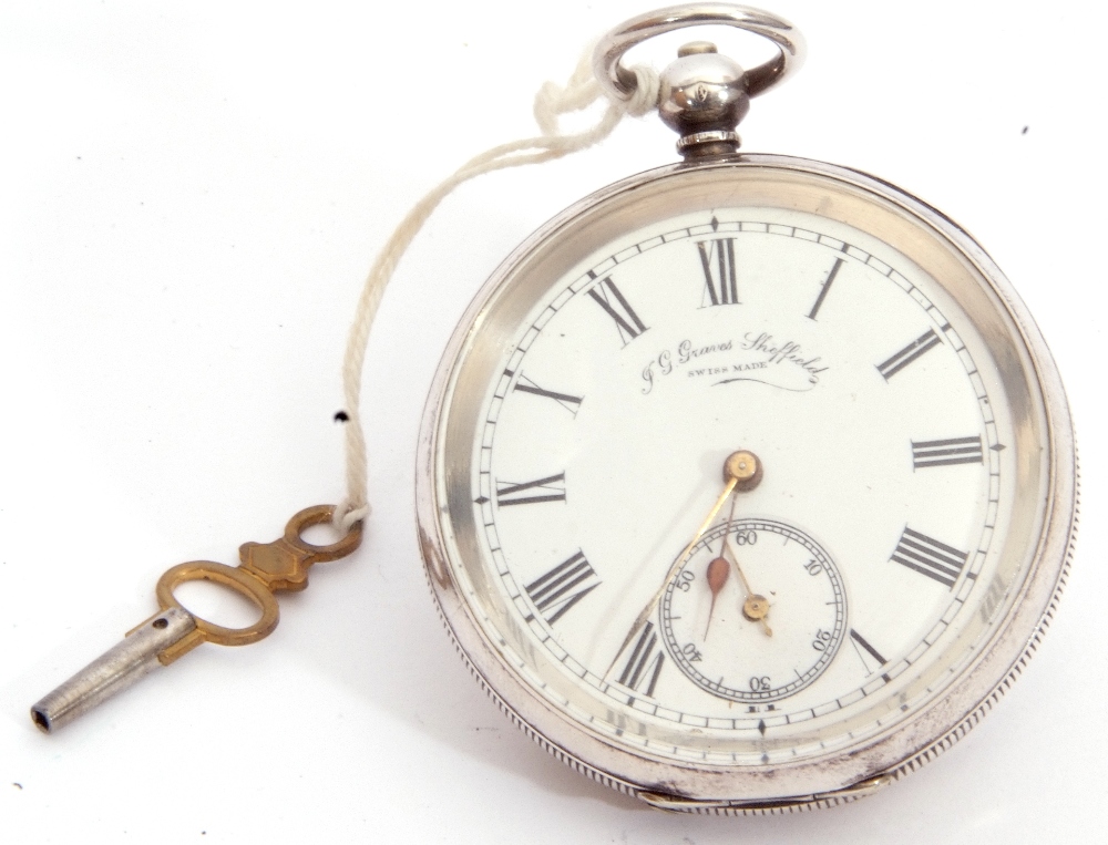 Last quarter of 19th century Continental white metal cased pocket watch with key wind, having - Image 2 of 3