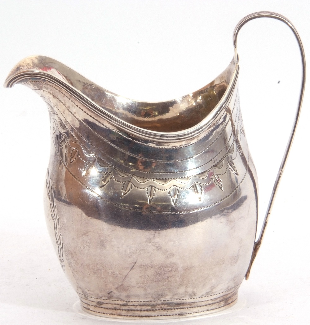 George III silver cream jug, the body with a vacant cartouche, an encircling band of foliate - Image 3 of 4