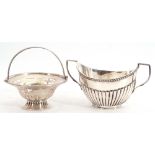 Mixed Lot: Edward VII small silver basket of circular form, the body and pedestal pierced with