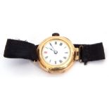 Ladies first quarter of 20th century import hallmarked 15ct gold cased wrist watch with unnamed
