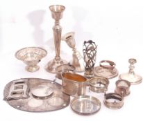Quantity of mainly scrap hallmarked silver items including beaker base for hip flask, two