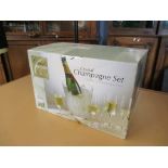 Crystal Champagne Set: 1 x Bucket & 6 x Champagne Flutes, 1 bottle