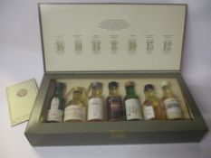 Boxed selection, "Seven of Scotland's Finest Malt Whiskies in Miniature", presentation box of