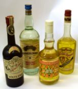 4 bottles - Algar Mel honey liquer, Kummel Wolfschmidt, Bommerlunder and Elixir d'Anvers (4)