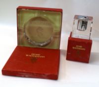 Henri Wintermans glass lighter and ashtray, both in original boxes, (2)