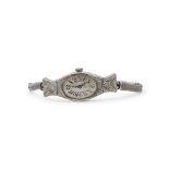 Second quarter of 20th century Ladies 18ct white gold Rolex cocktail watch having blued steel