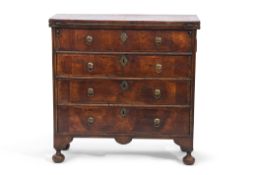 17th century walnut chest with fold-top over two slides, fitted below with a dummy drawers over