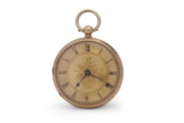 Third quarter of 19th century Ladies h/m 18ct gold cased large fob watch, having blued steel hands
