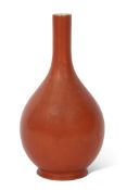 Late 18th/early 19th century Chinese porcelain coral ground vase, 33cm high, old collector's label