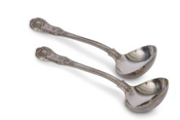 Pair of good quality Queens pattern sauce ladles, John James Whiting, London 1851, length 18.2gms,