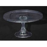 Good quality large glass tazza or syllabub stand, late 18th century, the wide flat top raised on a
