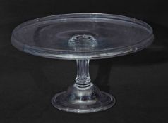 Good quality large glass tazza or syllabub stand, late 18th century, the wide flat top raised on a