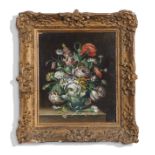 Continental School (18th/19th century), Still Life study of mixed flowers in a glass bowl, oil on
