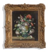 Continental School (18th/19th century), Still Life study of mixed flowers in a glass bowl, oil on