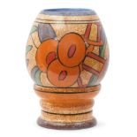 Clarice Cliff Bizarre Cafe au Lait vase decorated with an orange design, 22cm high