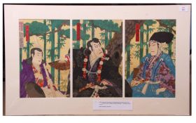 Kabuki triptych of three Samurai by Kumichika (1835-1900) (3)