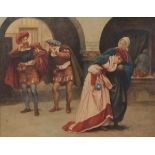 Alfred Walter Bayes (1832-1909), Theatrical scene with figures in period costume, watercolour,