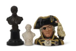 Royal Doulton character jug of Lord Nelson together with a spelter model of a bust of Nelson on
