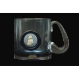 Waterford tankard inset with a jasperware plaque of Lord Nelson, 11cm high