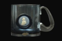 Waterford tankard inset with a jasperware plaque of Lord Nelson, 11cm high
