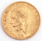 George V gold sovereign dated 1912