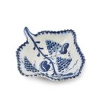 Lowestoft porcelain pickle dish with a fruiting grape design within a berry border, 10cm long