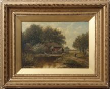 Joseph Thors (act 1863-1900), Rural landscapes, pair of oils on panel, both signed, 24 x 34cm (2)