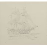 •AR Geoff Hunt, (born 1948) "HMS Victory", pencil drawing, signed, dated 2002 and inscribed with