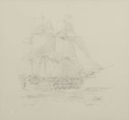 •AR Geoff Hunt, (born 1948) "HMS Victory", pencil drawing, signed, dated 2002 and inscribed with