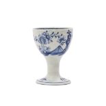 Rare Lowestoft porcelain egg cup with a chinoiserie design to exterior, floral sprig to base and