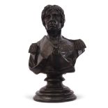 Bronzed spelter bust of Lord Nelson on marble plinth, 33cm high
