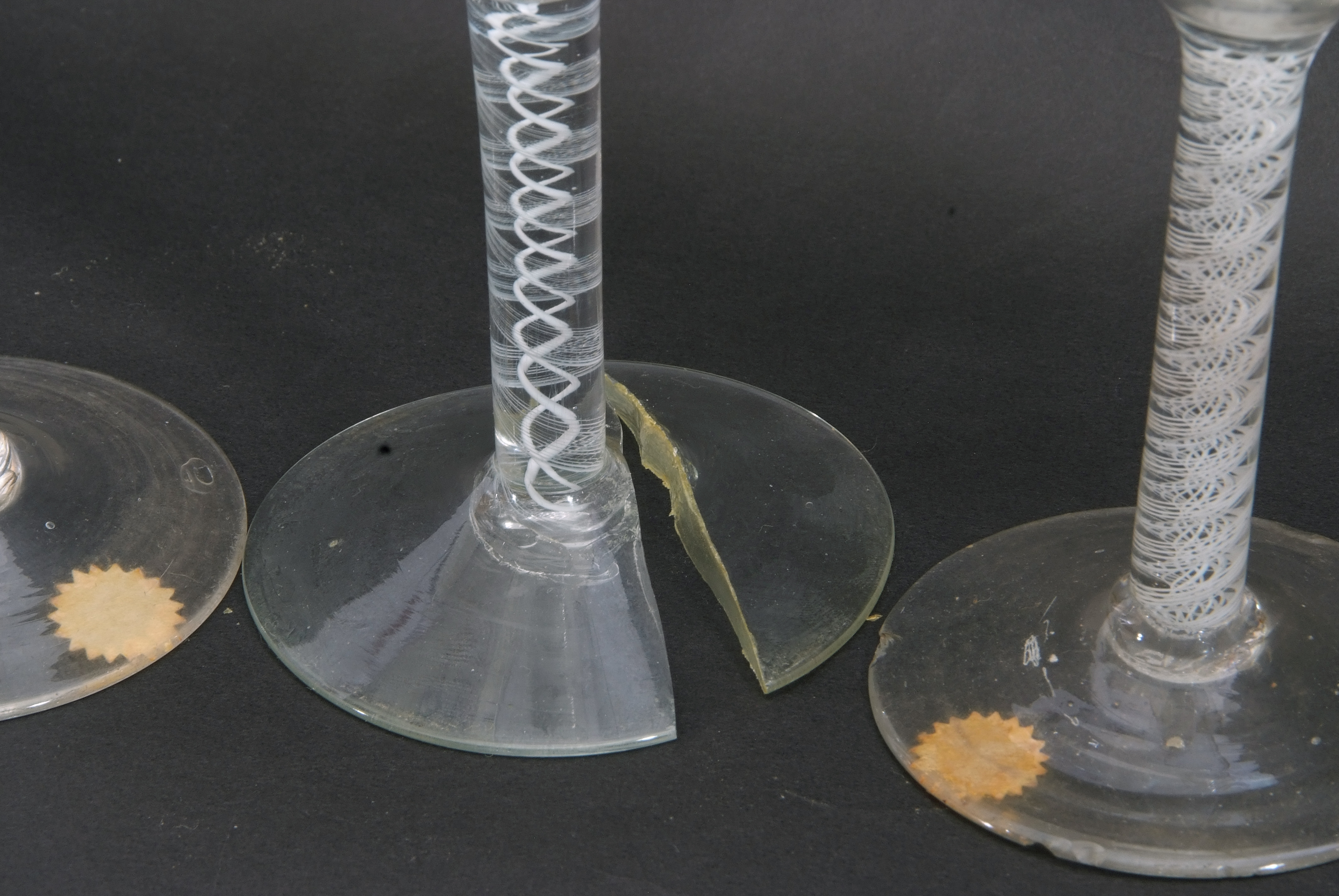 Group of 4 mid 18th century wine glasses, all with opaque/air twist stems, (4) - Image 3 of 3