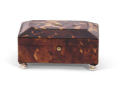 Early/mid 19th century tortoiseshell encased rectangular ring box with faceted edges to the lid,