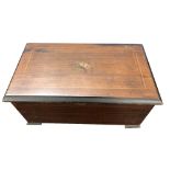 19th century walnut cased musical box, the inlaid lid enclosing a cylinder movement of 8 airs with