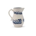 Lowestoft porcelain sparrowbeak printed in blue with the Dromedaries on a raft pattern, 10cm high