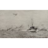 William Lionel Wyllie, RA, RI, RE (1851-1931), "The Convoy", black and white etching, signed in