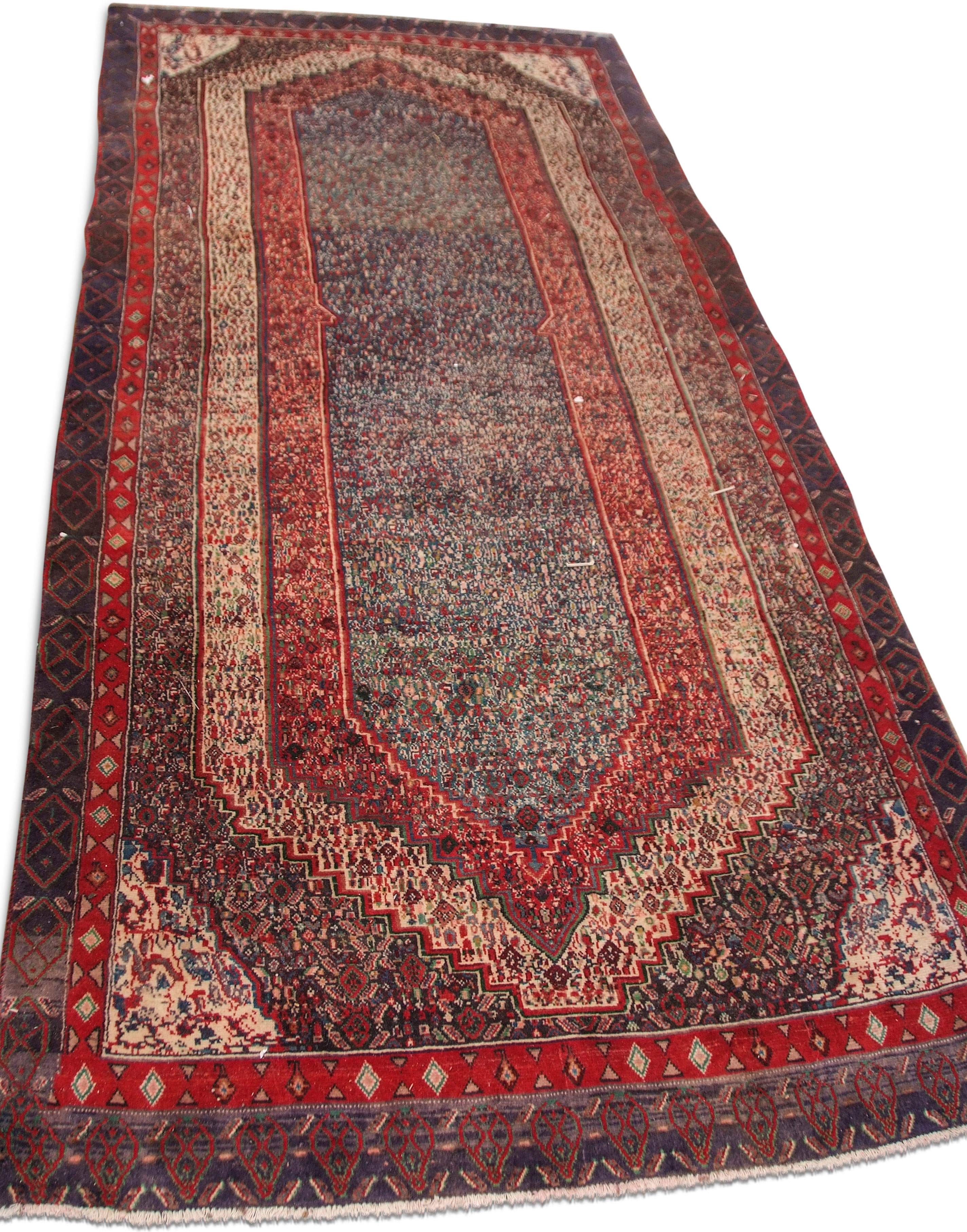 Modern Bijar runner, multi-gull border and multi-coloured field, 2.88m x 1.36m