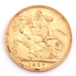 Edward VII gold sovereign dated 1907