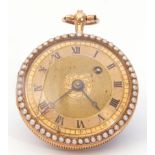 Last quarter of 19th century Ladies unmarked gold cased fob watch with blued steel hands to a gold
